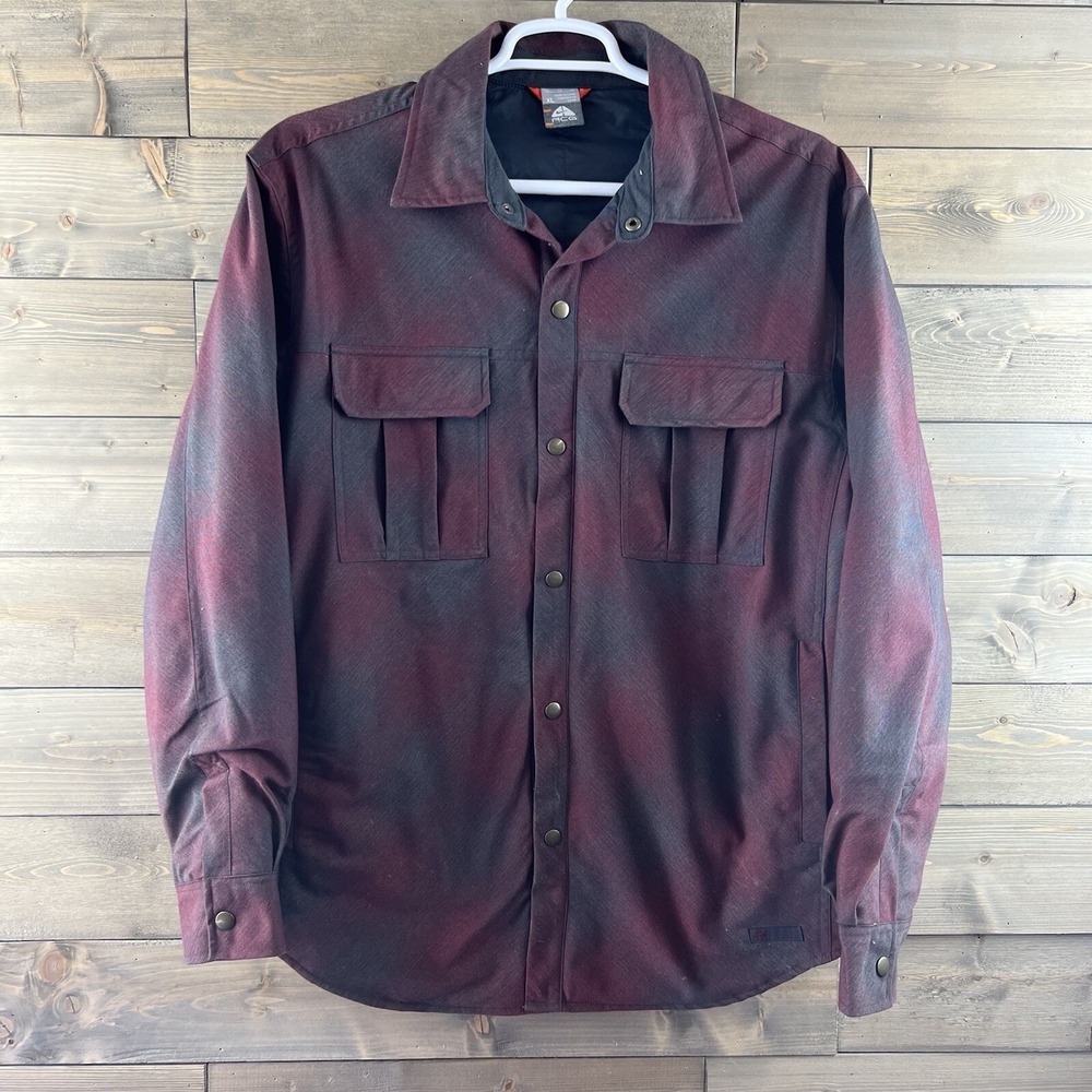 Nike ACG Mens Jacket Snap Up Lined Pockets Maroon Gray Size XL